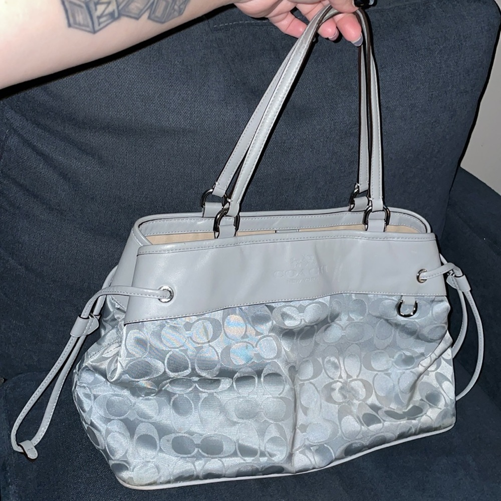 Coach Silver and Gray Shoulder Bag